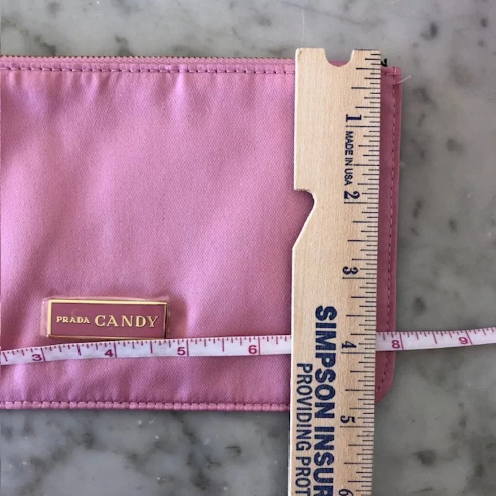 PRADA CANDY Set of Cosmetic Bags Pink Fabric Zip Top Rectangular NWOT
